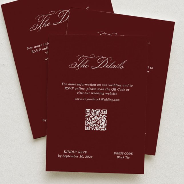 Tarjeta De Recepción Detalles de Boda Marrón Moderno Código Qr (Subido por el creador)