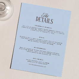 Tarjeta De Recepción Detalles de Boda Marrón y Azul 