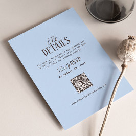 Tarjeta De Recepción Detalles de Boda Marrón y Azul RSVP en Línea