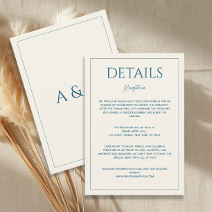 Tarjeta De Recepción Detalles de boda minimalista azul beige moderno