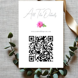 Tarjeta De Recepción Detalles de Boda Minimalista Clásica Rosa Rosa