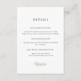 Tarjeta De Recepción Detalles de Boda Minimalista con Vegetación Elegan