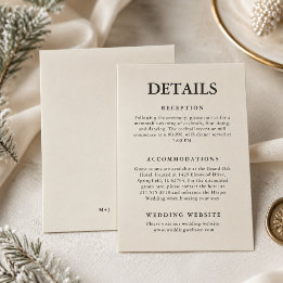 Tarjeta De Recepción Detalles de Boda Minimalista de Invierno Editorial