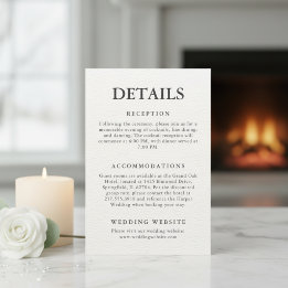 Tarjeta De Recepción Detalles de Boda Minimalista Editorial de Invierno