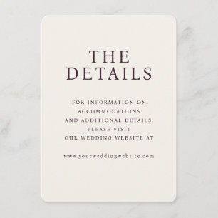 Tarjeta De Recepción Detalles de Boda Minimalista en Beige Elegante