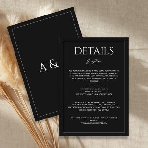 Tarjeta De Recepción Detalles de boda minimalista en blanco y negro mod