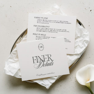 Tarjeta De Recepción Detalles de Boda Minimalista Moderna Blanca