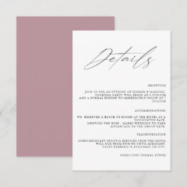 Tarjeta De Recepción Detalles de Boda Minimalista Moderna Simple Adjunt