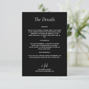 Tarjeta De Recepción Detalles de boda minimalista modernos en blanco y