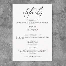 Tarjeta De Recepción Detalles de Boda Minimalista Nada Elegante Solo Am
