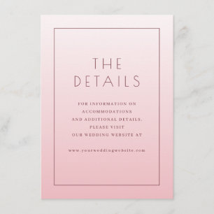 Tarjeta De Recepción Detalles de Boda Minimalista Rosa Serena