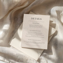 Tarjeta De Recepción Detalles de Boda Minimalista Suave Latte