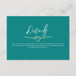 Tarjeta De Recepción Detalles de Boda Minimalista Turquesa