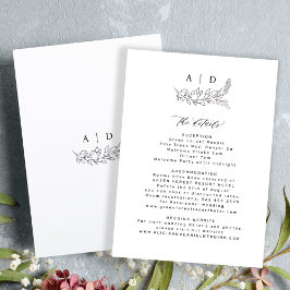 Tarjeta De Recepción Detalles de boda minimalista y elegante en blanco 