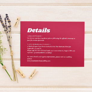 Tarjeta De Recepción Detalles de Boda Minimalistas Negrita Retro Viva M