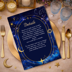 Tarjeta De Recepción Detalles de boda mística celestial de luna de oro 