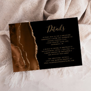 Tarjeta De Recepción Detalles de Boda Moca Marrón Ágata Negro