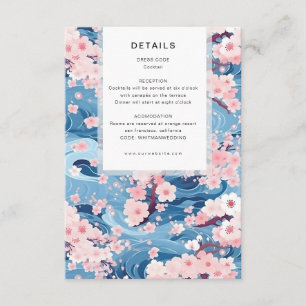Tarjeta De Recepción Detalles de Boda Moderna Ola de Sakura Marina