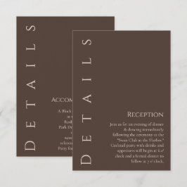 Tarjeta De Recepción Detalles de Boda moderno - Marrón de campo