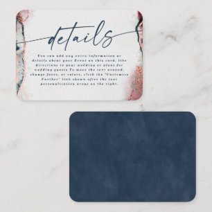 Tarjeta De Recepción Detalles de Boda Modernos Abstractos Burgundy y Na