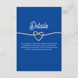 Tarjeta De Recepción Detalles de Boda Modernos Azul Real