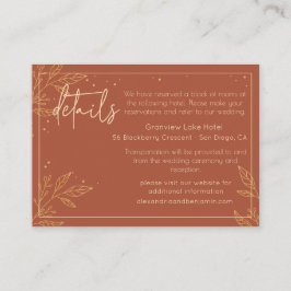Tarjeta De Recepción Detalles de Boda Modernos Boho Terrosos Marrón y D