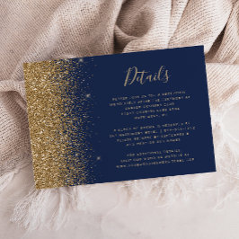 Tarjeta De Recepción Detalles de Boda Modernos con Borde de Purpurina D