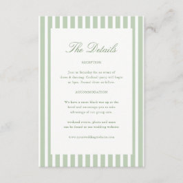Tarjeta De Recepción Detalles de Boda Modernos con Rayas Verde Salvia