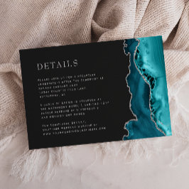 Tarjeta De Recepción Detalles de boda modernos de ágata azul turquesa y