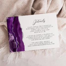 Tarjeta De Recepción Detalles de Boda Modernos de Ágata Purpura Platead