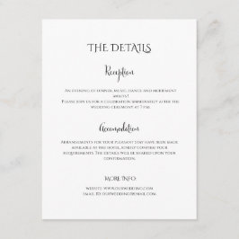 Tarjeta De Recepción Detalles de boda modernos de lujo en blanco y negr