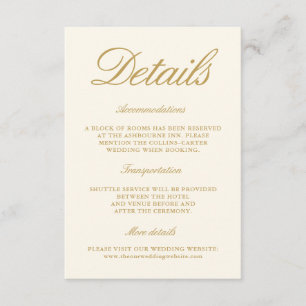 Tarjeta De Recepción Detalles de Boda Modernos de Salón de Baile Marfil