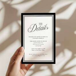 Tarjeta De Recepción Detalles de Boda Modernos en Blanco y Negro