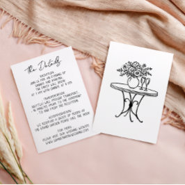 Tarjeta De Recepción Detalles de Boda Modernos en Blanco y Negro