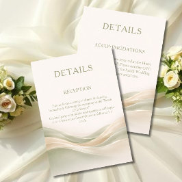 Tarjeta De Recepción Detalles de Boda Modernos en Verde Salvia y Marfil