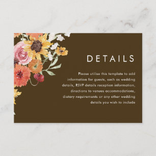 Tarjeta De Recepción Detalles de Boda Modernos Florales Boho de Verano