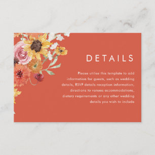 Tarjeta De Recepción Detalles de Boda Modernos Florales de Verano Atrac