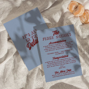 Tarjeta De Recepción Detalles de boda modernos funky retro profundo roj