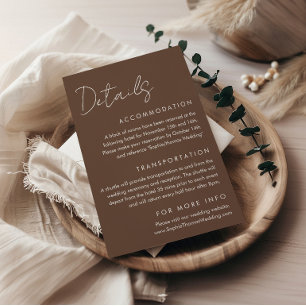 Tarjeta De Recepción Detalles de Boda Modernos Minimalistas Tierra Marr
