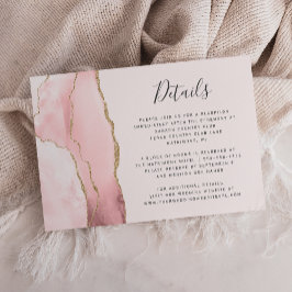 Tarjeta De Recepción Detalles de Boda Modernos Rosa Dorado Ágata