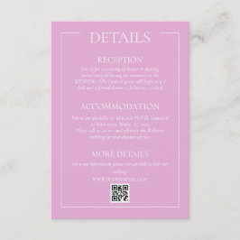 Tarjeta De Recepción Detalles de boda modernos rosados