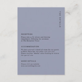 Tarjeta De Recepción Detalles de Boda Modernos Simples de Azul Polvorie