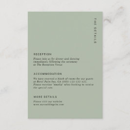 Tarjeta De Recepción Detalles de Boda Modernos Simples en Verde Salvia 