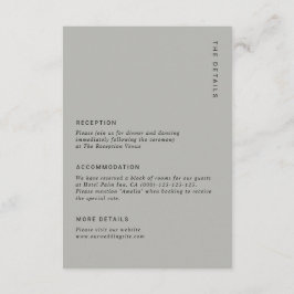 Tarjeta De Recepción Detalles de Boda Modernos Simples Grises Mínimos y