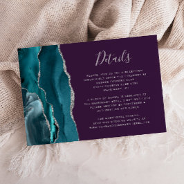 Tarjeta De Recepción Detalles de Boda Modernos Verde Azul Plateado Ágat