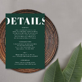 Tarjeta De Recepción Detalles de Boda Modernos y Elegantes en Verde Esm
