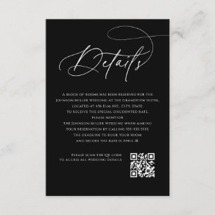 Tarjeta De Recepción Detalles de Boda Monograma de Código QR Negro