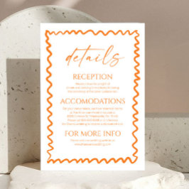 Tarjeta De Recepción Detalles de Boda Naranja Cítrico Caprichosos