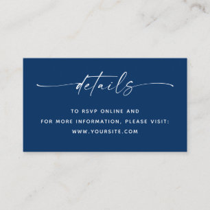 Tarjeta De Recepción Detalles de Boda Náutica Azul Profundo + Código QR