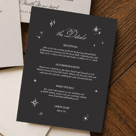 Tarjeta De Recepción Detalles de Boda Negra y Melancólica